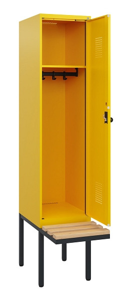 C+P Spind Evolo PLUS, 1 Abteil, 1950x400x815mm, 1023/1023, Drehriegel, Sitzfläche Holz, 0490405-12 S10027
