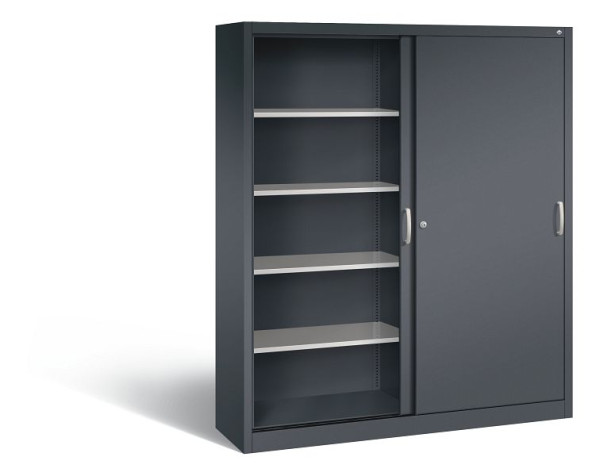 C+P Schiebetürenschrank Acurado, H1950xB1600xT400mm, Farbe: Schwarzgrau, Bügelgriff, 5 OH, 2140-00 S10125