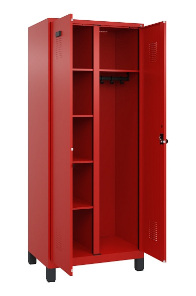 C+P Wäsche-/Garderobenspind Evolo PLUS, mit Füßen, 2 Abteile, 1950x800x500mm, 3, Frontfarbe RAL 3020 Verkehrsrot, Drehriegel, 049610-22 S10025