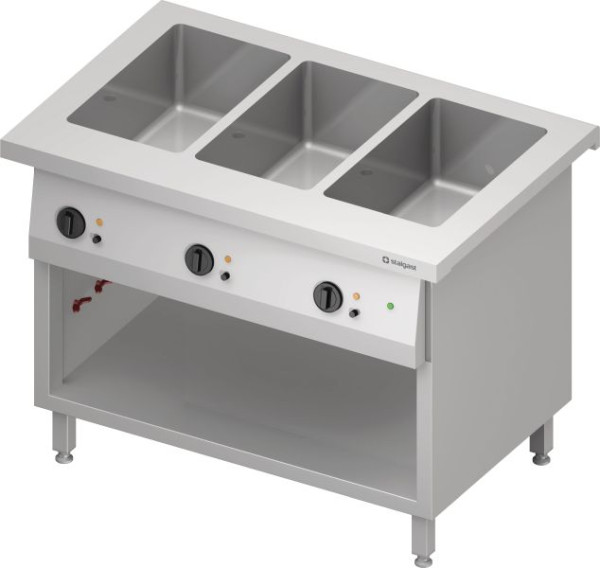 Stalgast Edelstahl Bain-Marie-Station "Free Flow" 3x GN1/1-Becken, 1132x750x880 mm Granitabdeckung "Standard G1", FF11209