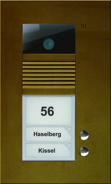 TCS Video Außenstation Serie AVU mit 2 Klingeltasten (rechtsbündig), 1-spaltig, UP bronze, AVU14020-0012