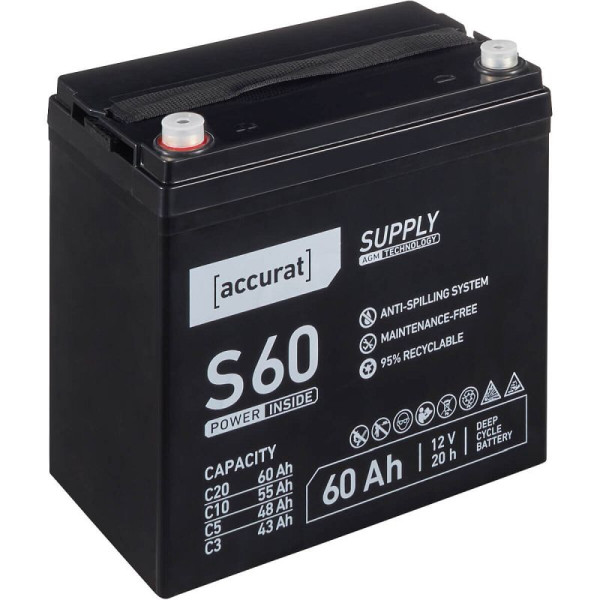 Accurat Supply S60 AGM Versorgungsbatterie 12V 60Ah, VBB-AGM-S60