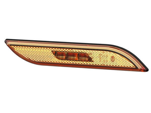HELLA Seitenmarkierungsleuchte, Shapeline Style, LED, 12/24V, Anbau/geklebt, gelb, LED-Lichtfarbe: gelb, 250mm, 2-polig, rechts, 3 LEDs, 2PS 013 305-021