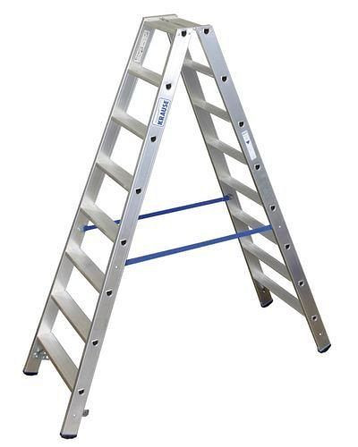 DENIOS Stufenstehleiter aus Aluminium, mit 2 x 8 Stufen, 156-895