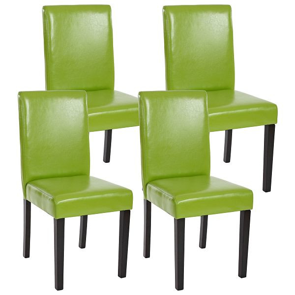 Mendler 4er-Set Esszimmerstuhl Stuhl Küchenstuhl Littau, Kunstleder, grün, dunkle Beine, 33707