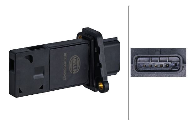 HELLA Luftmassenmesser, 4-polig, Einbau, mit Dichtung, 8ET 358 095-521