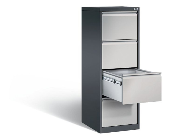 C+P Hängeregistraturschrank Acurado, H1357xB433xT590mm, Farbe: Schwarzgrau / Weißaluminium, Griffleiste, 12434-311 S10005