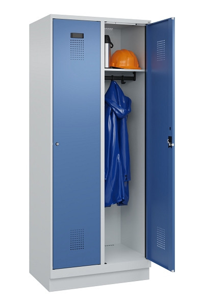 C+P Spind Evolo PLUS, mit Sockel, 2 Abteile, 1950x800x500mm, 7035/5023, Verschluss Zylinderschloss, Ablageböden 2, 049020-22 S10035
