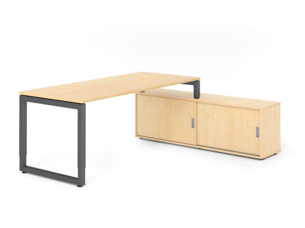Hammerbacher Aufsatz-Schreibtisch RSE19, 180x80cm, Platte: Ahorn, 25mm dick, Rahmen Graphit, höheneinstellbar, Ahorn, VRSE19SB/3/G/3/3
