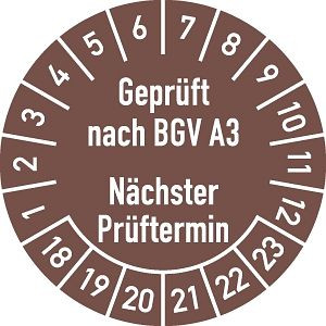 Moedel Prüfplakette Geprüft nach... 2018 - 2023, Folie, Ø 30 mm, VE: 10 Stück/Bogen, 56148