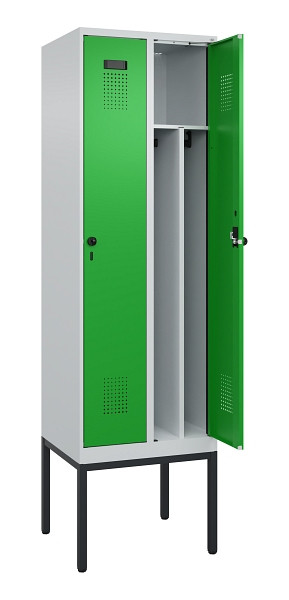 C+P Spind Evolo PLUS, Gestell, 2 Abteile, 2120x600x500mm, 7035/6037, Verschluss Drehriegel, 0490307-20F S10011