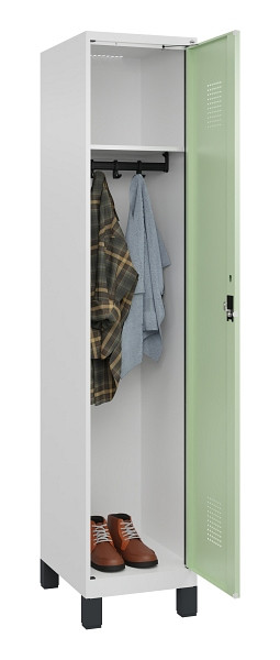 C+P Spind Evolo PLUS, mit Füßen, 1 Abteil, 1950x400x500mm, 9016/6019, Verschluss Zylinderschloss, Ablageböden 1, 049010-12 S10046