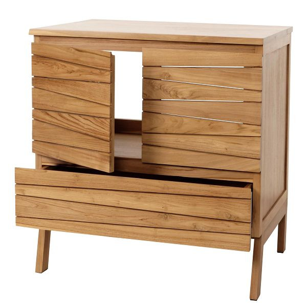 Mendler Teak-Waschbeckenunterschrank HWC-M73, Waschtisch Schrank, hochwertiges B-Grade-Teak (Kernholz, 20-30 Jahre), 87x81x56cm, 104500