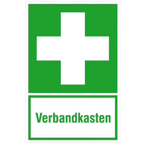 Stein HGS Rettungs-Kombischild, Erste Hilfe mit Zusatztext Verbandkasten, Aluminium, beschichtet, 200 x 300 mm, langnachleuchtend, 15.0074
