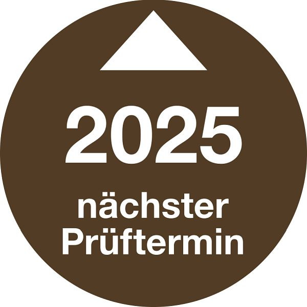 Moedel Prüfplakette Nächster Prüftermin 2025, Folie, Ø 30 mm, VE: 10 Stück/Bogen, 101850