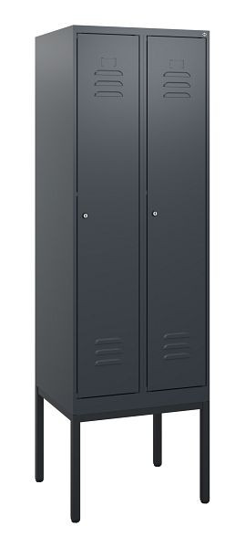C+P Umkleidespind Classic PLUS, Gestell, 2 Abteile, 1950x600x500mm, 7016/7016, Zylinderschlösser, 0800305-20 S10027