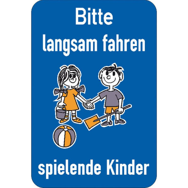 Stein HGS Kinder- und Spielplatzschild, Bitte langsam fahren spielende Kinder, 52.5468