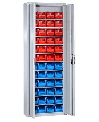 DENIOS Magazinschrank mit 48 Sichtlagerkästen pro-line A, 700 x 300 x 1980 mm, 265181