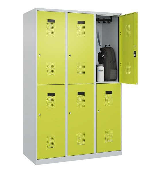 C+P Doppelstöckiger Spind Evolo PLUS, 6 Fächer, 1850x1200x500mm, 7035/0024, Zylinderschloss, 049300-32 S10042