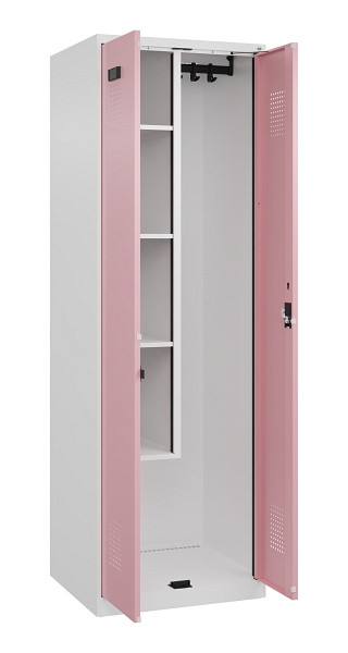 C+P Putzmittel-Spind Evolo PLUS, 2 Abteile, 1850x600x500mm, 9016/3015, Zylinderschloss, 049100-00 S10045