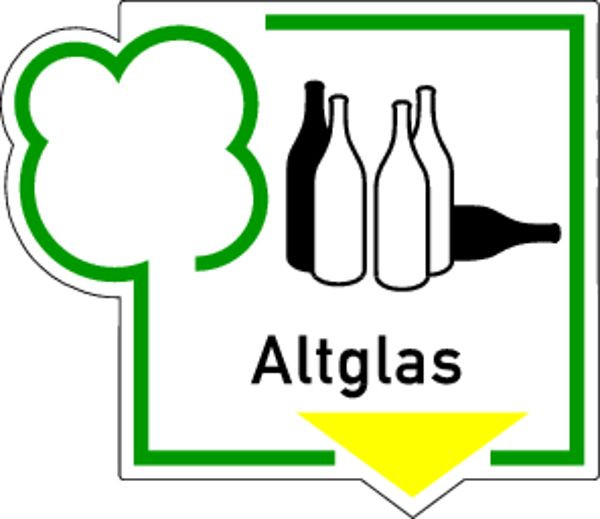 Schilder Klar Recyclingschild Altglas, 125x108 mm Folie selbstklebend, 2111/64