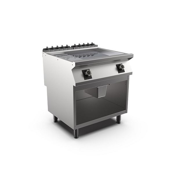 Mareno M1-700 elektrische Grillplatte mit 2/3 glatter und 1/3 gerippter Chromplatte, 80cm, 800(B)x750(T)x900(H)mm, FT78EMCG, 171.256