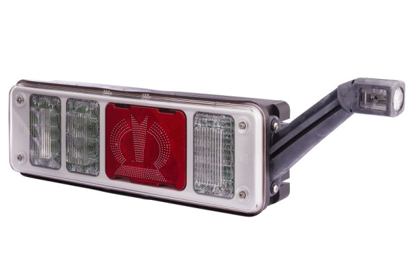 HELLA Heckleuchte "Krone", LED, 24V, Anbau/geschraubt, Lichtscheibenfarbe: glasklar, Stecker: EasyConn, Stecker: Male, rechts, Umrisslicht, 2VP 340 960-241