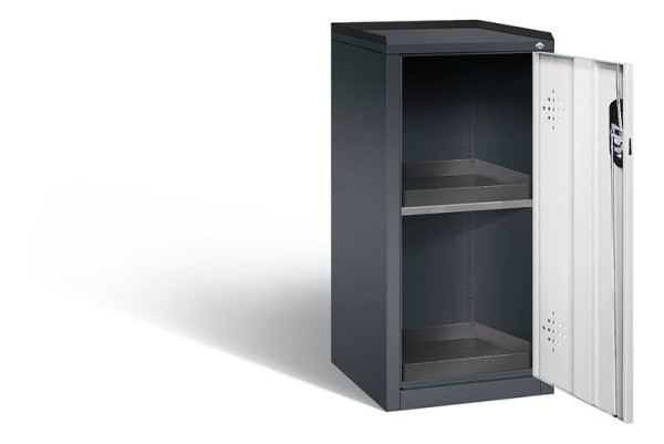 C+P Umweltschrank Acurado, H1000xB502xT500mm, Farbe: Schwarzgrau / Lichtgrau, Muldengriff, 8721-316 S10047