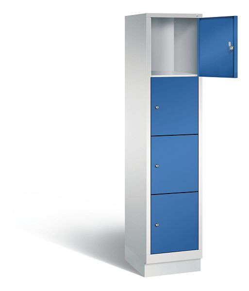 C+P Schließfachschrank Evolo, H1800xB420xT500mm, Farbe: Lichtgrau / Enzianblau, 48020-124 S10004