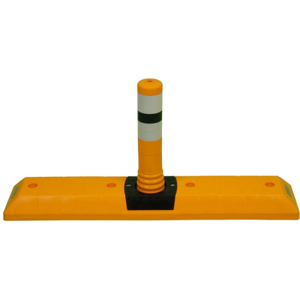 Stein HGS Leitschwelle "Alley" aus PPC, Länge: 1m mit großenAbsperrpfosten, "Elasto Gelb" Höhe: 765mm, Ø80mm, 20391