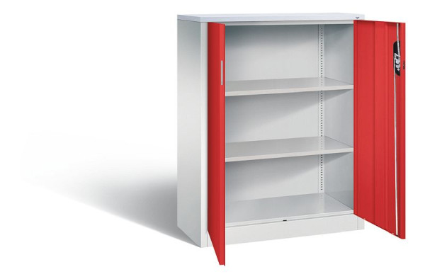 C+P Büroschrank Acurado, H1200xB930xT400mm, Farbe: Lichtgrau / feuerrot, Muldengriff, 3 OH, 9267-1200 S10301