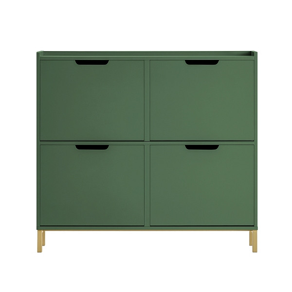 SoBuy Schuhschrank mit 4 Türen Dunkelgrün 100x47x90cm, Modern, FSR100-SY