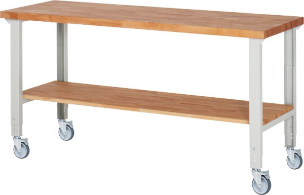 RAU Fahrbare Werkbank (höhenverstellbar) 7000-7, 2000x700x950-1000mm, 4 Lenkrollen, 05-7000-7-207B4H4.12
