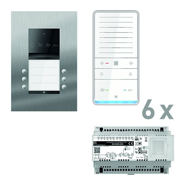 TCS Türkontrollsystem audio: pack PRO 6WE Außenstation ASU 6T UP 6x Freisprecher ISW6031 Steuergerät, PAUF062/006