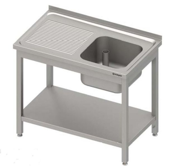 Stalgast Spültisch mit Grundboden 1200x600x850 mm, mit einem Becken links, mit Aufkantung, verschweißt, VST12621LA