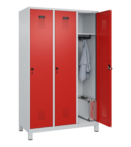 C+P Spind Evolo PLUS, mit Füßen, 3 Abteile, 1950x1200x500mm, 7035/3020, Verschluss Drehriegel, Ablageböden 3, 049010-32 S10005
