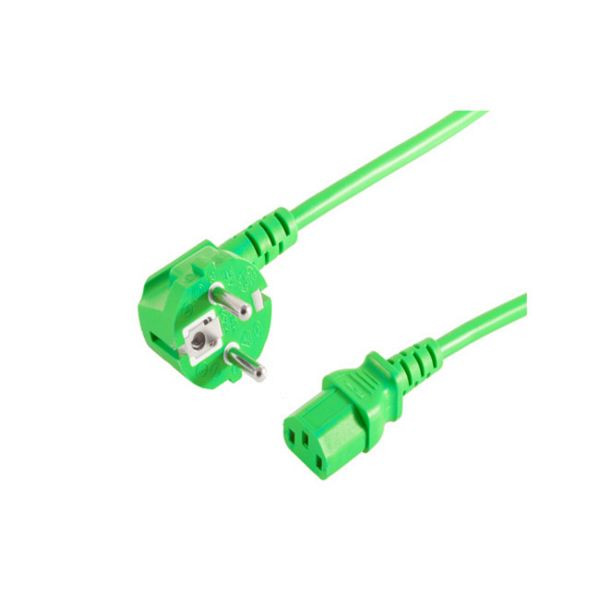 shiverpeaks BASIC-S, Netzanschlusskabel, Schutzkontaktstecker 90° auf Kaltgerätebuchse, 230 V für Kaltgeräte, CEE7/7-C13, VDE, grün, 3,0m, BS09-05043
