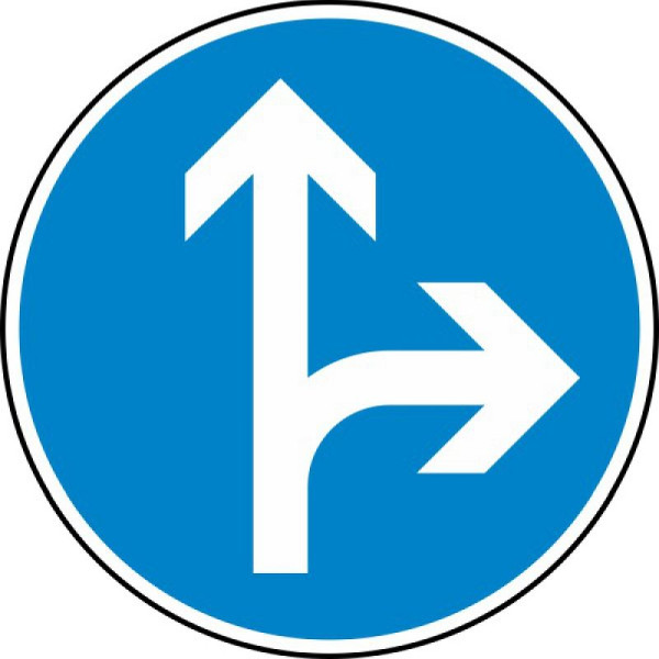 Stein HGS Vorgeschriebene Fahrtrichtung geradeaus oder rechts Nr. 214, 420 mm, RA1, Flachform 3 mm, 214-113