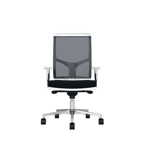 Bisley Bürodrehstuhl Zed, Weißes Kunststoff, Höhenverstellbare Armlehnen, Fußkreuz und Armlehnen aus Aluminium, NE0018 schwarz, ZEDALLWNE0018