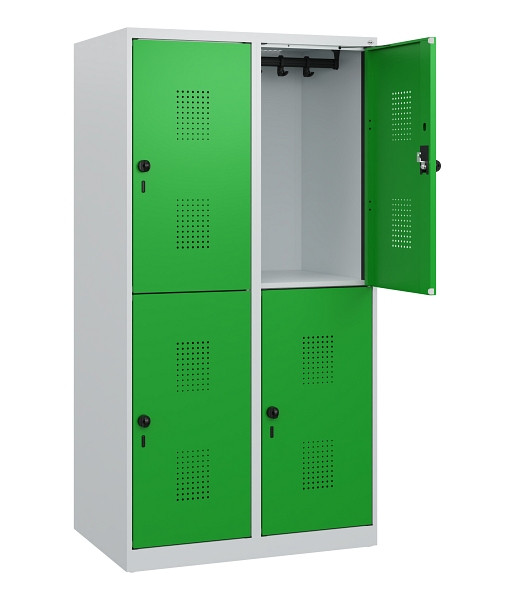 C+P Doppelstöckiger Spind Evolo PLUS, 4 Fächer, 1530x800x500mm, 7035/6037, Drehriegel, 0493005-22 S10011