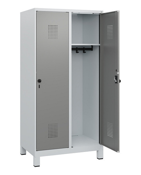 C+P Spind Evolo PLUS, Füße, 2 Abteile, 1630x800x500mm, 7035/0004, Drehriegel, 0490105-22 S10014