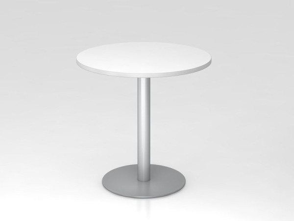 Hammerbacher Besprechungstisch 80cm rund Weiß/Silber, Gestell Silber, VSTF08/W/S