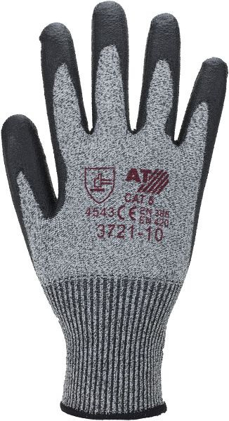 ASATEX Schnittschutzhandschuh Stufe 5, schwarze PU-Beschichtung, Farbe: grau, VE: 100 Paar Größe: 11, 3721-11