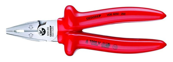 GEDORE VDE-Kraft-Kombinationszange mit Tauchisolierung, 200 mm, 6720250