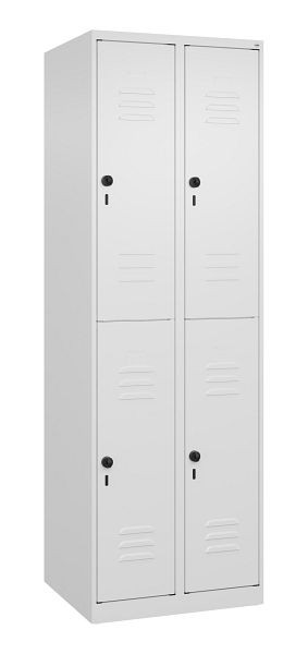 C+P Doppelstöckiger Spind Classic PLUS, 2 Abteile, 1850x600x500mm, 9016/9016, Drehriegel, 080300-20 S10012