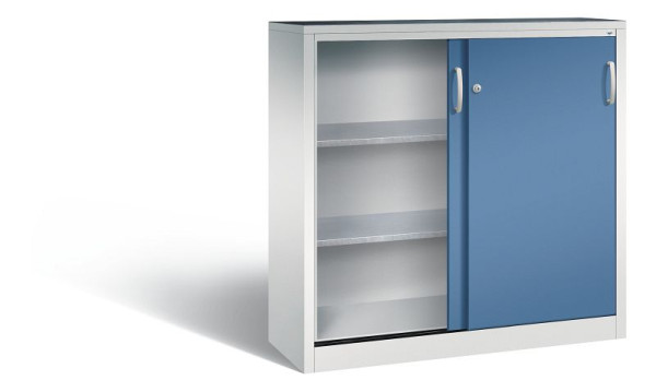 C+P Schiebetürenschrank Acurado, H1200xB1200xT400mm, Farbe: Lichtgrau / Fernblau, Bügelgriff, 2047-09 S10042