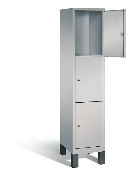 C+P Schließfachschrank Evolo, H1850xB420xT500mm, Farbe: Weißaluminium, 3 Fächer, 48010-123 S10105