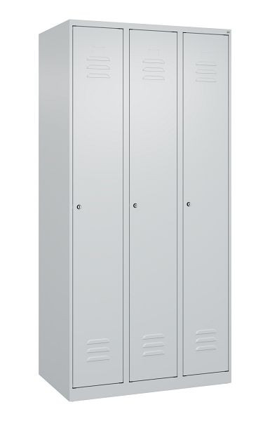 C+P Umkleidespind Classic PLUS mit Mitteltrennwand, 3 Abteile, 1850x900x500mm, 7035/7035, Zylinderschlösser, 080000-30F S10003
