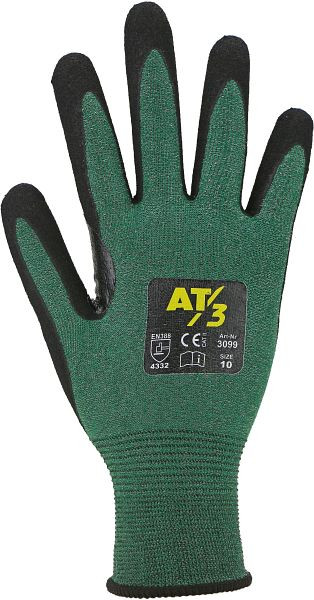 ASATEX Schnittschutzhandschuh, Stufe 3, Nitrilschaumbeschichtung, Farbe: grün/schwarz, VE: 100 Paar Größe: 11, 3099-11
