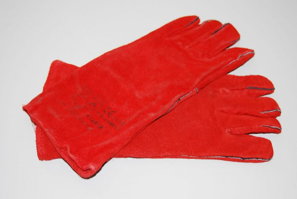 ELMAG Strahlhandschuhe, Leder rot, 5-Finger, robust und geschmeidig, 21565